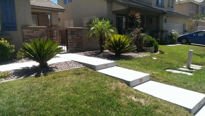 Front Yard Palm Trees Concrete Steps Menifee Ca